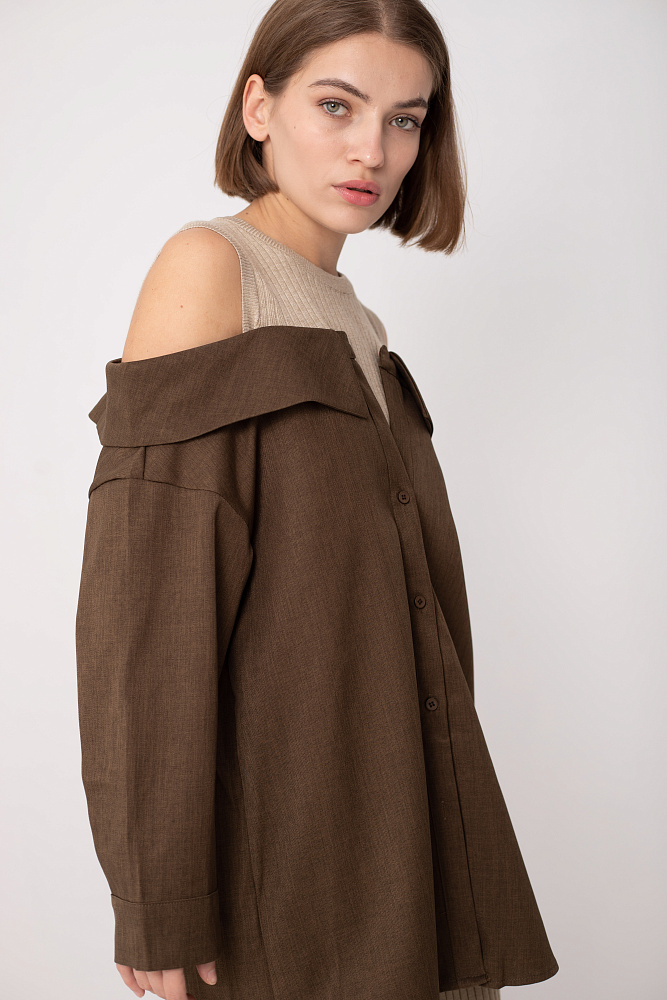 Рубашка с открытыми плечами oversize 