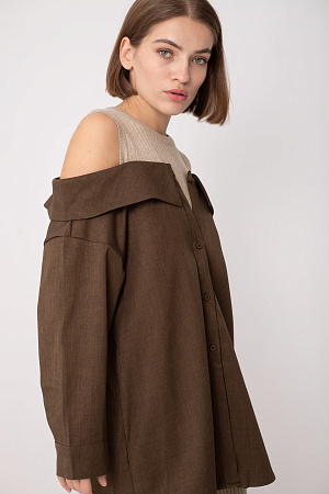 Рубашка с открытыми плечами oversize 