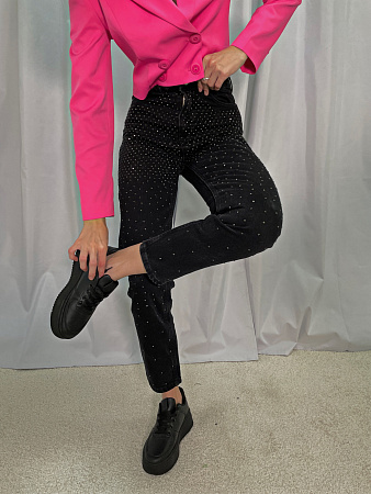 Джинсы MOM FIT с кристаллами