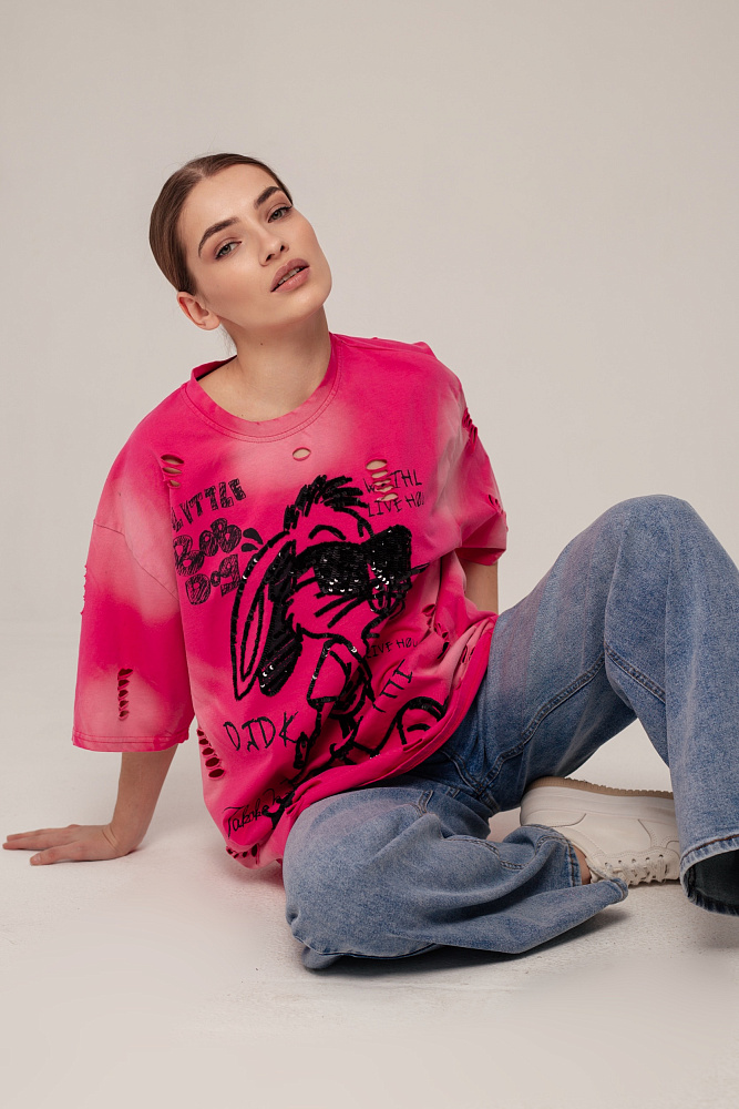 Футболка oversize с пайетками