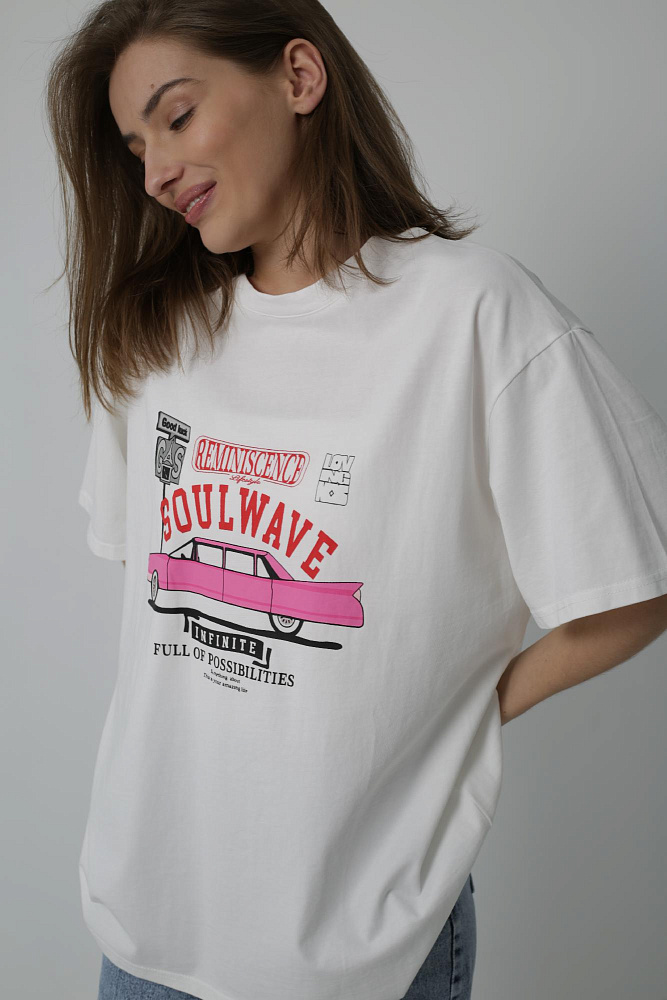 Футболка oversize с принтом автомобиля