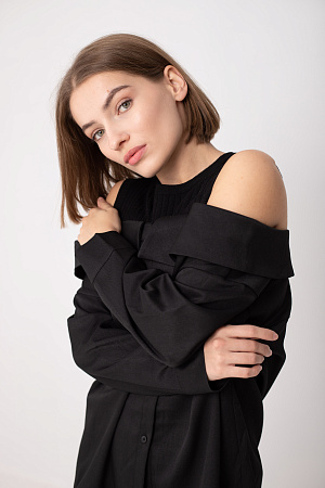 Рубашка с открытыми плечами oversize 