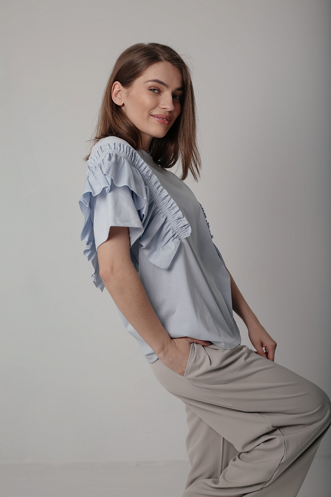 Футболка с воланами oversize