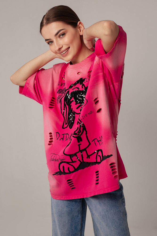 Футболка oversize с пайетками