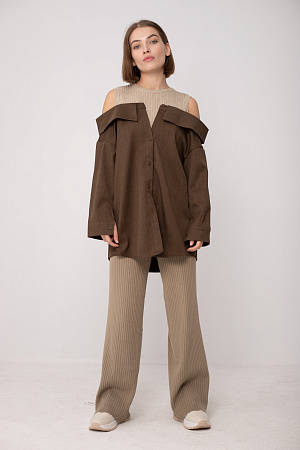 Рубашка с открытыми плечами oversize 