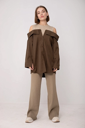 Рубашка с открытыми плечами oversize 