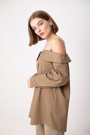 Рубашка с открытыми плечами oversize 