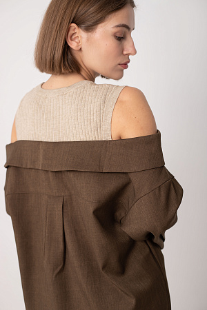 Рубашка с открытыми плечами oversize 