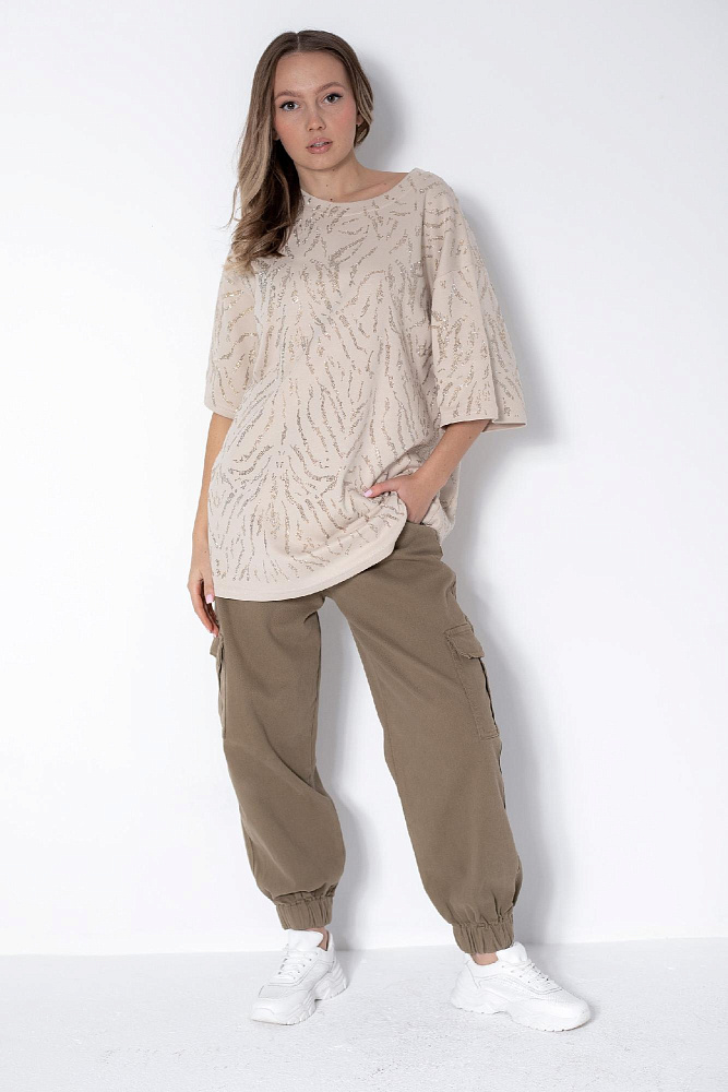 Футболка oversize со стразами