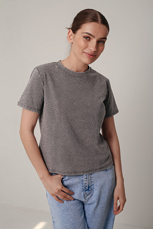 Футболка oversize со стразами