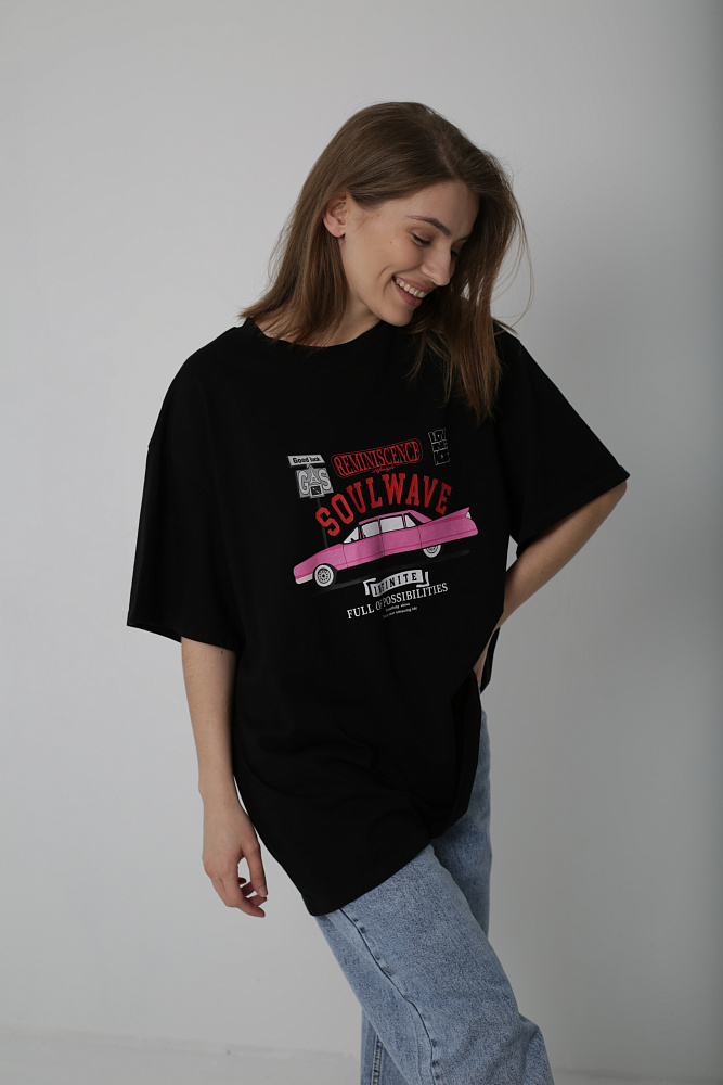 Футболка oversize с принтом автомобиля