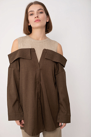 Рубашка с открытыми плечами oversize 