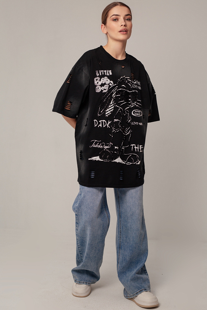 Футболка oversize с пайетками