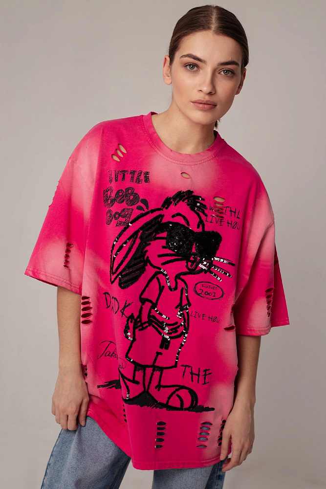 Футболка oversize с пайетками
