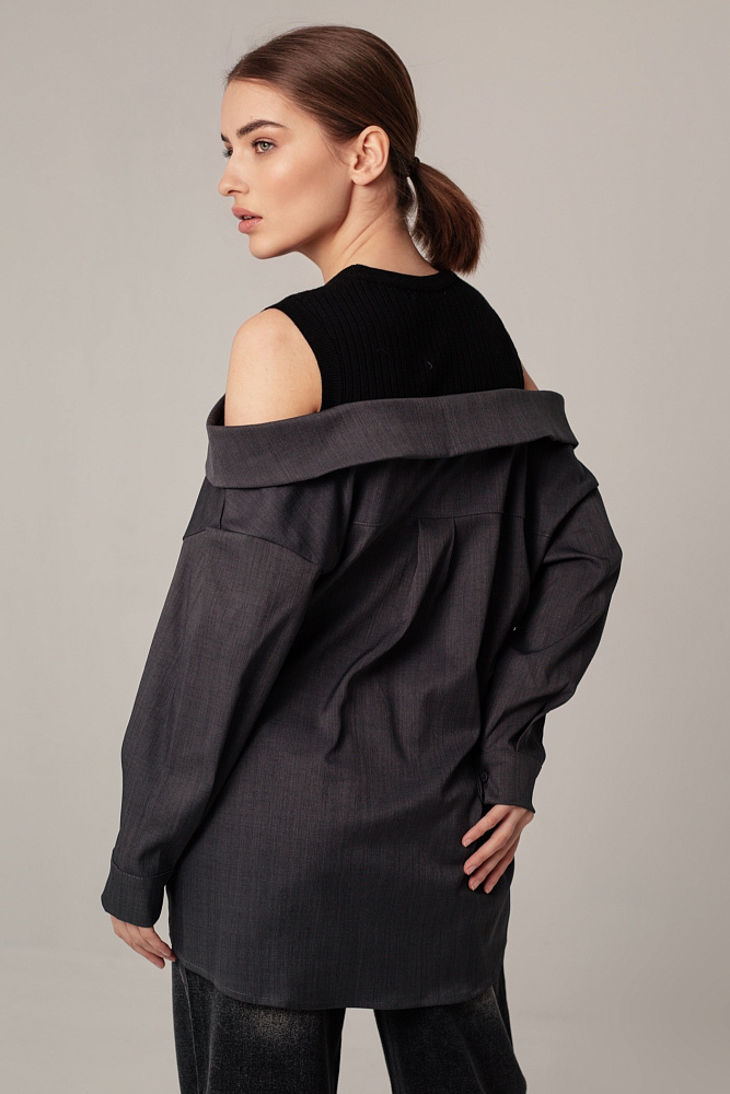 Рубашка с открытыми плечами oversize 